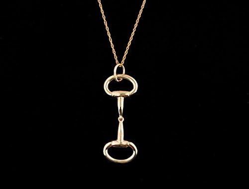 14K Yellow Gold D-Ring Snaffle Bit Necklace on a 20 Inch Chain