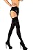 MILA MARUTTI Thigh High Stockings Pantyhose for Garter Belt Opaque Microfiber 40 Den for Women (XL, Black)