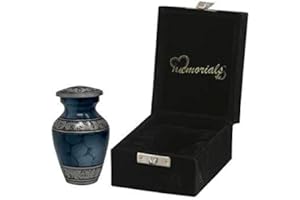 MEMORIALS 4U Elite Cloud Blue and Silver Cremation Urn for Human Ashes - Handcrafted Funeral Urn - Affordable Urn for Ashes -