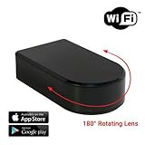 1080P HD WiFi Batttery Powered Black Box Spy Camera with 180° Degree Ultra Wide Viewing Angle and 10 Hour Battery Life Panoramic Spy Camera Hidden Nanny Cam Spy Gadget Spy Gear (Pan 180° Camera)