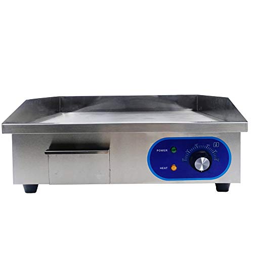 TAIMIKO Commercial Electric Griddle Flat Top Grill HotPlate Kitchen Grill CounterTop Stainless Steel Thermostatic Control 1500W 22" One Year Warranty