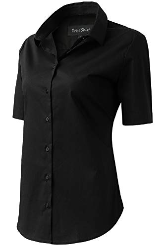 HORSE SECRET Womens Dress Shirts and Blouses for Work Black Button Down Shirts Size 6 - Thumbnail 2