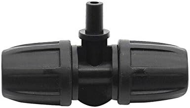 ZheQR 8/11mm To 6mm Tee Connector with Lock Nut for Agriculture Garden Irrigation Flat Port Nozzle Reducing adapter 20 Pcs,Black,3/8''