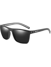 ZENOTTIC Men Square Sunglasses Polarized Lightweight TR90 UV Sun Glasses BT6204 (Black Frame/Gray Polarized Lens)