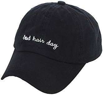 "Bad Hair Day" Stitched 8" Cap with Adjustable Metal Belt Strap (100% Cotton) (Black)