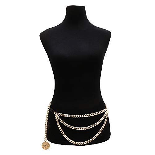 Juland Multilayer Alloy Waist Chain Body Chain for Women Golden Waist Belt Pendant Belly Chain Adjustable Body Harness for Jeans Dresses - Crab - Thumbnail 5