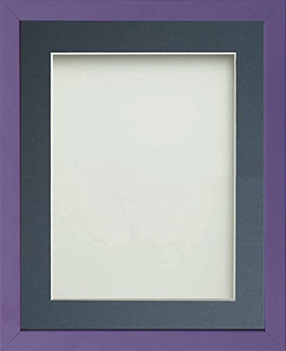 Frame Company Jellybean Range Purple Wooden 7x5 inch Picture Photo Frame with Blue Mount for Image 6x4 inch * Choice of Colours & Sizes* Fitted with Perspex