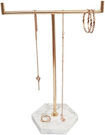 Nikita By Niki Solid Marble & Gold Brass Jewellery Stand Tree Organiser for Necklaces, Bracelets, Rings