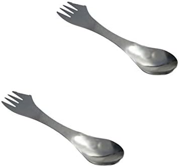 Fiaya 1Pc 3 in 1 Mutifunction Titanium Fork Spoon Spork Stainless Steel Cutlery Utensil Combo Kitchen Outdoor Picn