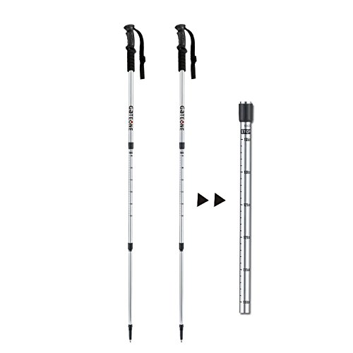 Hiking Trekking Poles Walking Sticks (1 Pair) Telescoping Ultra Strong Alpenstocks Anti Shock Mountaineering Trail-- (Silver)