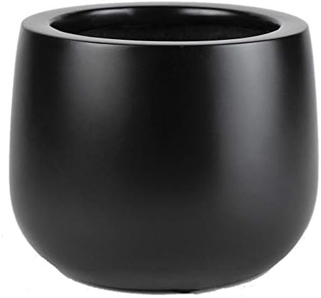VaseSource Black Matte Round Orchid Pot - Fiberglass Flower Pot 6" H x 7" Diameter