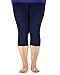 Passionate Adventure Relaxed Fit Elastic Waist Womens Ultra Soft Leggings Under Tunic Bamboo Capri Pants Regular and Plus Size Navy 4XL (US Size XL)