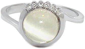 925 Sterling Silver, Cubic Zirconia, and Moonstone Ring (6.5)
