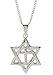 Cross House of David Star Silver Plated Pendant Necklace - 18 inch Chain