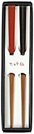 Bamboo Japanese Square Shaped Chopsticks Black & Red Gift Set 9 inches From Japan