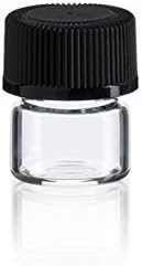 1 ml (1/4 Dram) Clear Glass Bottles, with Black Caps No Orifice Reducers (144PCS/Case)