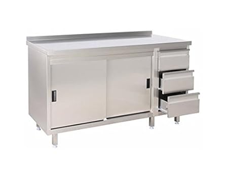 Asg Stainless Steel Work Kitchen Cabinet With Drawer Right Double