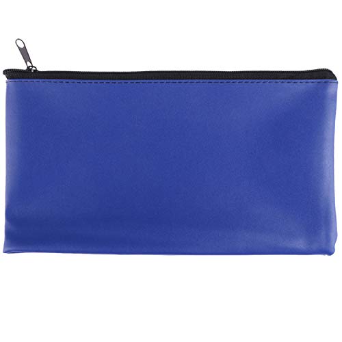 Tongnian Bank Bag Money Pouch Leatherette Security Deposit Bags Utility Zipper Bags for Cash Money,Check Wallet,Cosmetics,Tools, 11x6 inch 4 Pack (Blue)