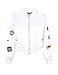 ASMAX HaoDuoYi Womens Classic Patches Lightweight Zipper Bomber Jacket White