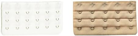 HKDK 2pcs Women Bra Extender Bra Strap Extension 5 hooks 3 Rows white-skin color with Elastic Band