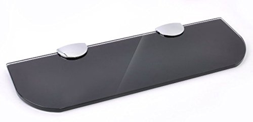 BSM Marketing Glass shelf with curved corners 3 sizes 300mm 400mm 500mm and 3 colours Clear White Black Bathroom Kitchen Bedroom (300mm x 100mm, Black)