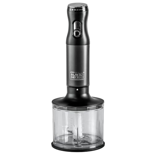 BLACK+DECKER Premium Stainless Steel Hand Blender - 600W Powerful Motor, Dual-Speed, SS Shaft with Splash Control, 550ML Beaker, 600ML Chopping Bowl | Blend, Chop, and Whisk with One Tool | SSHB625-B5