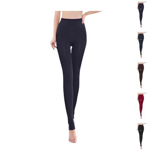 Fleece Lined Leggings Women Thermal Seamless Legging Buttery Stretchy Breathable Slimming Tights Suitable Solid Comfort Trousers Fashions Opaque Soft Touch Pants Going Winter Everyday