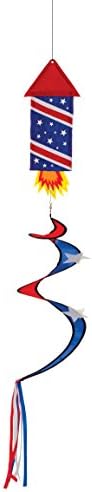In The Breeze Patriotic Rocket Twister Tail Hanging Outdoor Spinner Decoration