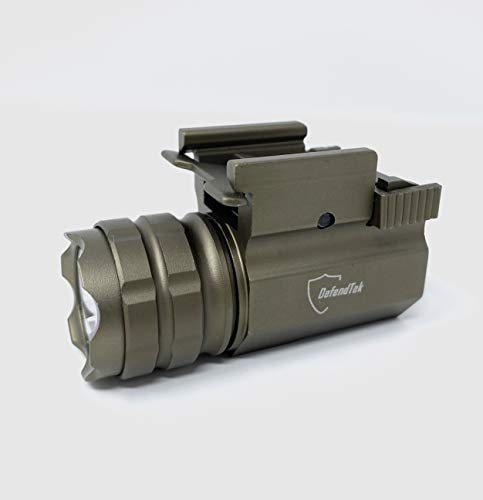 DefendTek TAN Gun Flashlight Compact Tactical LED Rail Mounted with Quick Release 300 Lumens DT-M1C Model Fits Glock Taurus Ruger Springfield H&K S&W