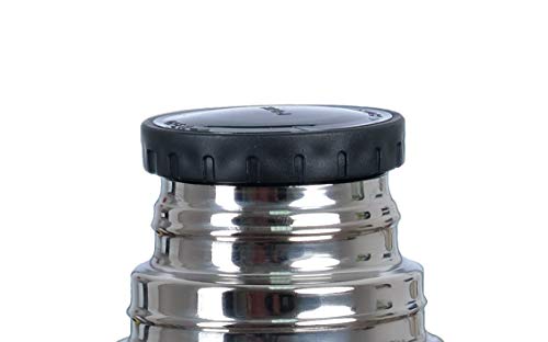 GRÃWE Thermosflasche, Edelstahl Trinkflasche, Thermoskanne, Isolierflasche für unterwegs mit Becher, Auslaufsicher, Spülmaschinengeeignet, Silber, 1 Liter – Bild 4