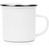 QHJDZGSLZ 1 Pcs Sublimation Blank Enamel Mug with Silver Rim Camping Travel Coffee Metal Mug 12 oz Can be used as a gift for Christmas Thanksgiving Mother's Day Father's Day