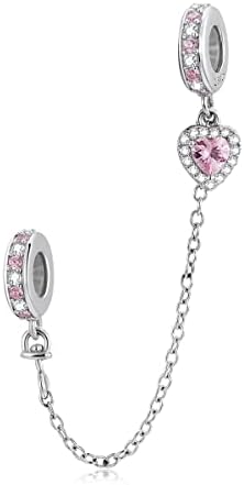 Heart Safety Chain Charm 925 Sterling 