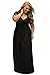 LALAGEN Women's Lace Sleeve V Neck Plus Size Evening Maxi Dress Gown Black XXL
