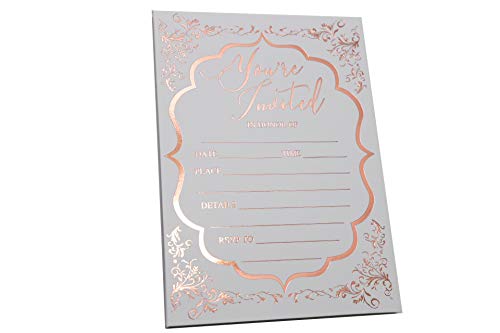 Fill in Invitations Wedding Rose Gold Foil - 25 Pack - Wedding Invitation, Hot Stamp Press. Party Invitations Birthday, Anniversary Celebration, Bridal or Baby Shower (Invitation Gold 1)