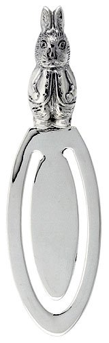 Sterling Silver 3-D Bunny Rabbit Bookmark Clip 3 1/8 in. (79mm) tall