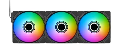 Thermaltake CT120 EX Infinity ARGB Sync (3er‑Pack) | 120‑mm‑ARGB‑PWM‑Luefter | Dual Infinity Mirrors | MagForce 2.0 mit magnetischem Anschluss | Black