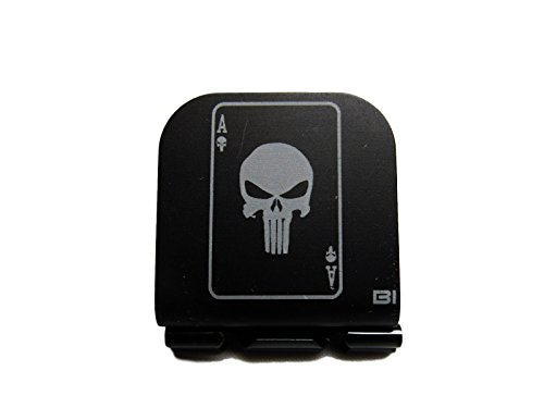 Skull Ace Playing Card Laser Etched Hat Clip Black