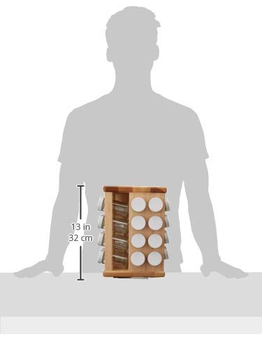 J.K. Adams 8-Inch-by-11-1/2-Inch Sugar Maple Wood Spice Jar Carousel, 32 Glass Jars Included - Thumbnail 3