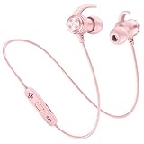 Picun Bluetooth Headphones Wireless Sport Earphones Lightweight Magnetic Earbuds Sweatproof in Ear Earphones with Built-in Mic Wireless Bluetooth Headphones for Running Gym Workout (Rose Gold)