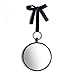 NIKKY HOME 8 Inch Vintage Small Decorative Round Wall Mirror Decor Rustic Metal Framed Decorative Hanging Mirrors with Black Velvet Ribbon in a Bow for Bathroom Living Room Office, Antiqued Black