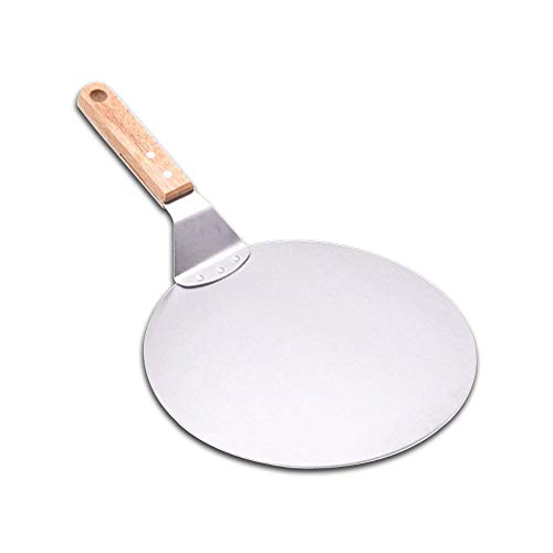 Waykea 12” Stainless Steel Pizza Peel Wood Handle Baking Shovel Paddle, Cake Lifter Transfer Tray for Baking Homemade Pizza, Bread, Cake, Pie