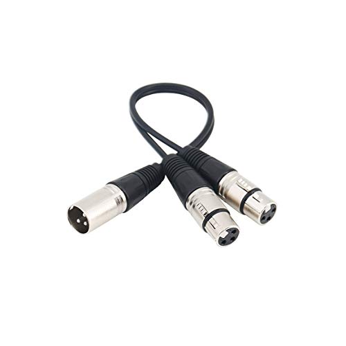 Splitter XLR Cable-Tan QY 3 Pin XLR Splitter Y-Adapter Male to 2 Female DMX Cable, mic preamp, Splitter Patch Cable (0.3m/1ft)