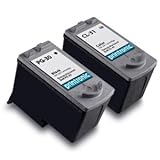 Remanufactured Canon PG30 PG-30 and CL31 CL-31 Tri-Color Printer Ink Cartridge 2-Pack (1 Black + 1 Color) for CANON Printers PIXMA iP1800 iP2600 MP140 MP210 MP470 MX310 MX300 MP190 iP-1800 iP-2600 MP-140 MP-210 MP-470 M-X310 MX-300 MP-190-Black