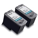 Remanufactured Canon PG30 PG-30 and CL31 CL-31 Tri-Color Printer Ink Cartridge 2-Pack (1 Black + 1 Color) for CANON Printers PIXMA iP1800 iP2600 MP140 MP210 MP470 MX310 MX300 MP190 iP-1800 iP-2600 MP-140 MP-210 MP-470 M-X310 MX-300 MP-190-Black, Office Central