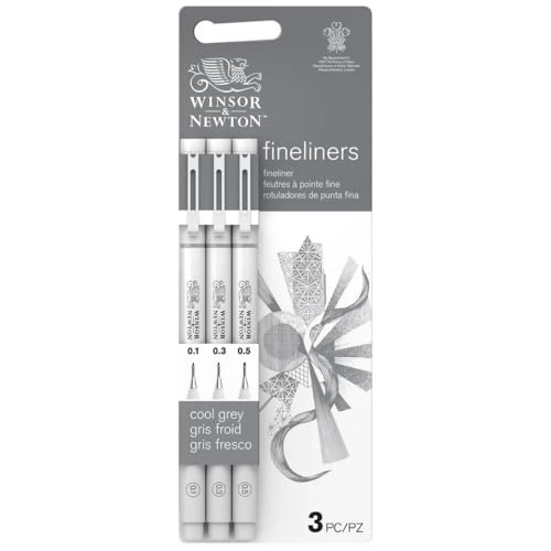 Set of 3 fineliners, grey - 0.1, 0.3, 0.5 mm