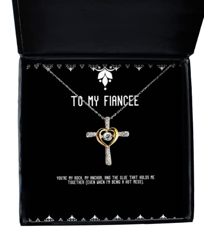 You're My Rock, My Anchor, and The Glue That Holds me. Fiancee Cross Dancing Necklace, Beautiful Fiancee Gifts, Jewelry for, Gift for Fiance, Gift for Fianc, Gift for Fiance, Engagement Gift,