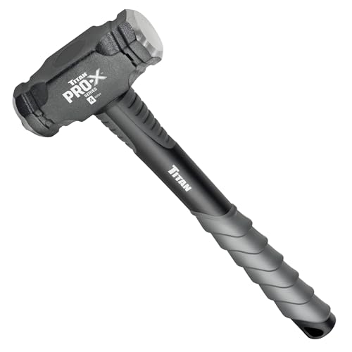 Titan Pro-X 63704 4lb Drilling Hammer, Dual-Face Sledge with Cross-Pattern Face for