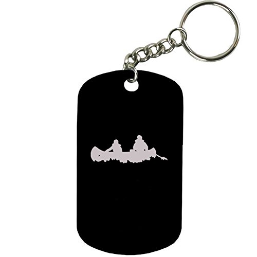 Personalized Engraved Custom Canoe 2-inch Colored Anodized Aluminum Customizable Keychain Dog Tag, Black