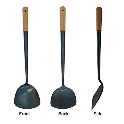 Traditional Hand Made Spatula and Ladle Set for Wok, Asian Stir Fry Cooking Utensil Set with Wooden Handle, Chinese Chuan and Hoak Set - Thumbnail 2
