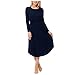Maternity Nursing Dress,Crytech Solid Color Long Sleeve Double Layer Knee Length Midi Dress for Breastfeeding Pregnancy Loose Casual Sleepwear Nightgown Casual Clothes (Medium, Navy)thumb 3